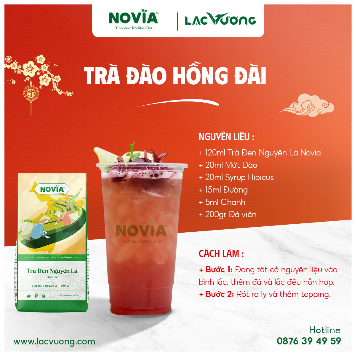 Công thức pha chế Trà Đào Hồng Đài